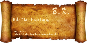 Büte Kaplony névjegykártya